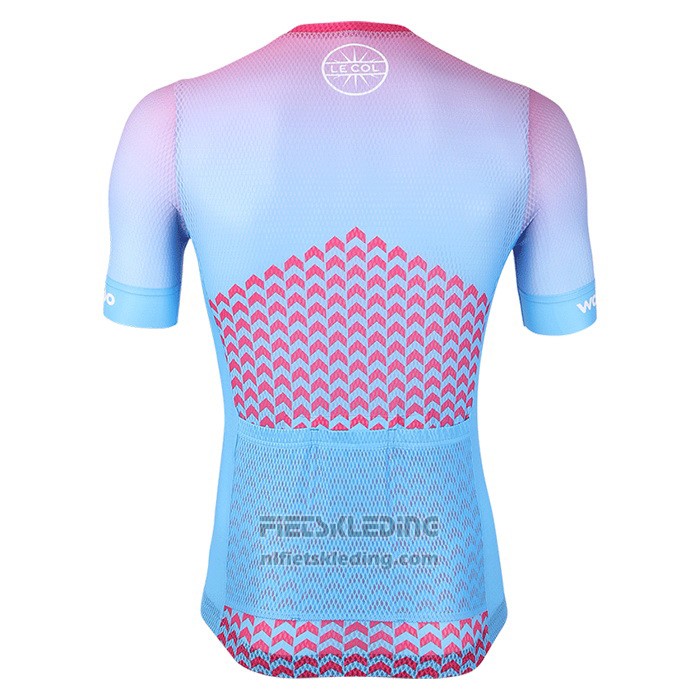 2020 Fietskleding Le Col Azuur Roze Korte Mouwen en Koersbroek
